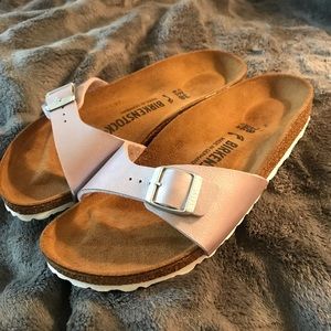 Light lavender purple leather Birkenstocks